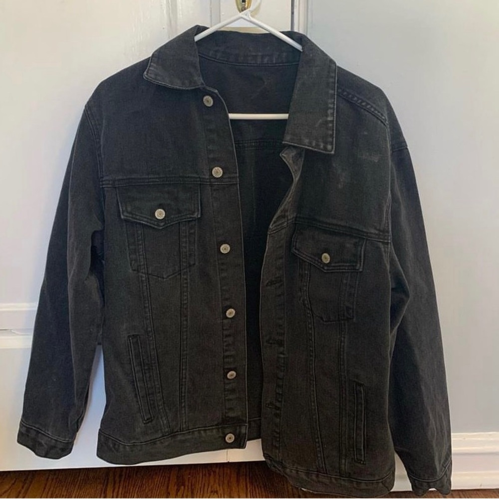 Black oversized jean jacket - never worn